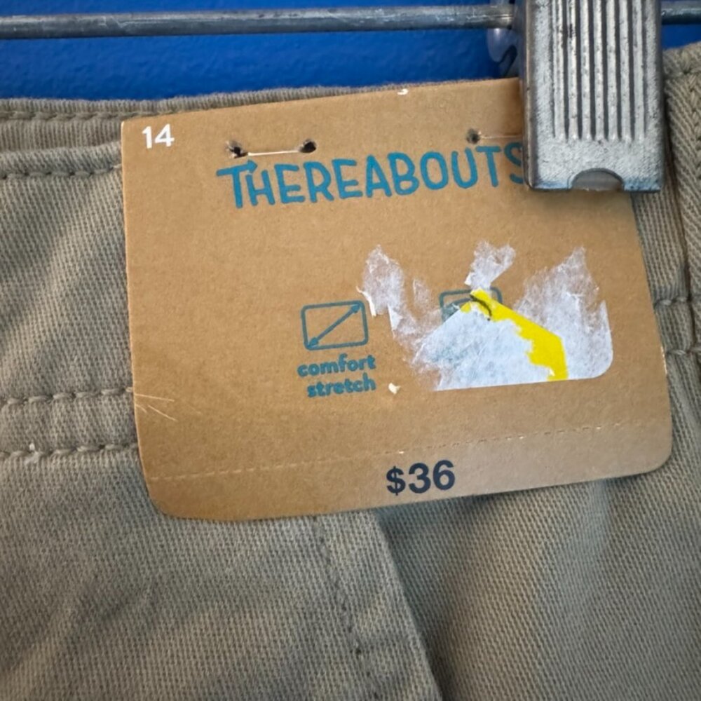 NWT Big Boys Soft Knit Chino British Khaki Dress Pants by Thereabouts - L (14) - Picture 3 of 7